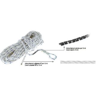 BOSSE D'AMARRAGE PLOMBEE AVEC COSSE NYLON Ø10MM LONGUEUR 30M