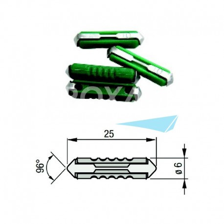 FUSIBLE NAVETTE STEATITE 6 x 25MM VERT 10A (BLISTER DE 10) - PROXAM