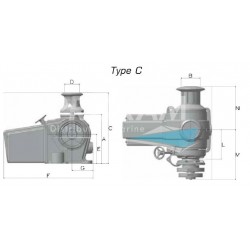 GUINDEAU HORIZONTAL ERCOLE ALU TYPE C,POUPEE, Ø14MM ISO 24V 3500W