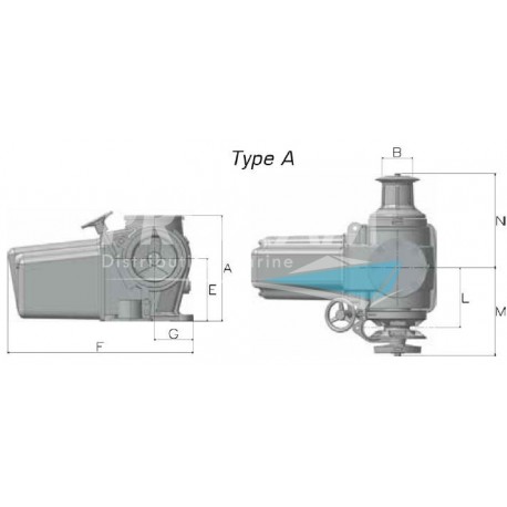 GUINDEAU HORIZONTAL ERCOLE ALU TYPE A,POUPEE, Ø14MM ISO 24V 3500W