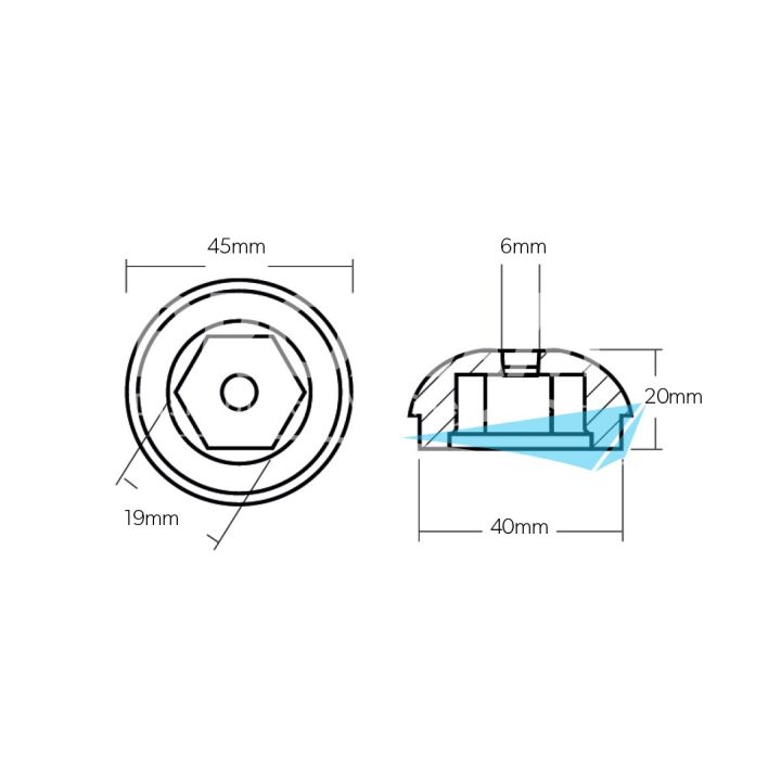 ANODE ALU - OGIVE Ø45 H20MM