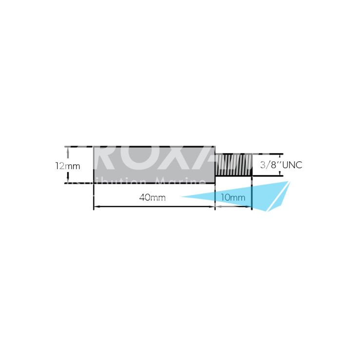 ANODE ZINC - ANODE BOUGIE ONAN Ø12MM L40MM