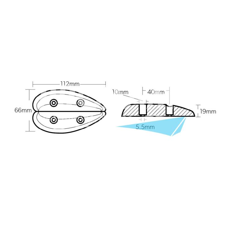 ANODE ZINC - CŒUR L112MM, ENTRAXE 40MM