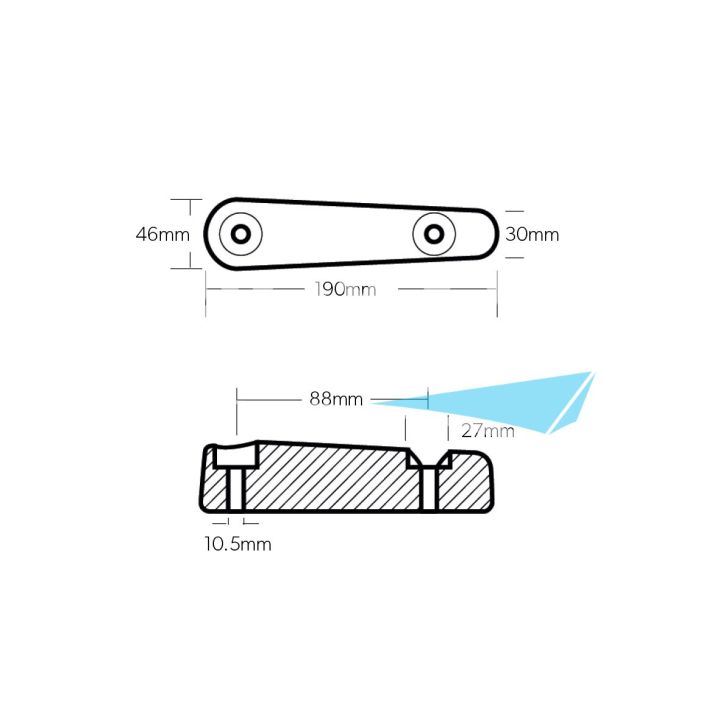 ANODE ZINC - BARRE ARNESSON 190x46MM 1,50KG