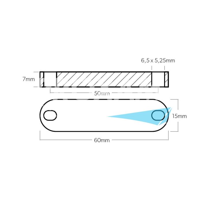 ANODE ALU - PLAQUE QUICK BTQR 50x15x7MM