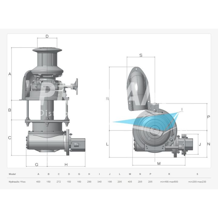 GUINDEAU VERT. ERCOLE INOX HYDRAULIQUE 11CC CCW AVEC POUPEE Ø14MM ISO
