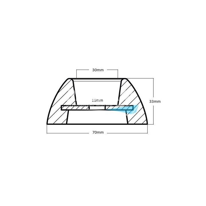 ANODE ZINC - ROSACE TYPE UK Ø70MMx33MM