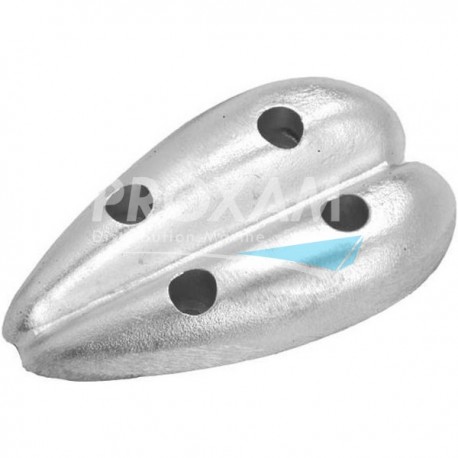 ANODE ZINC - PLAQUE PROFILEE CŒUR L112MM ENTRAXE 40MM 0.46KG