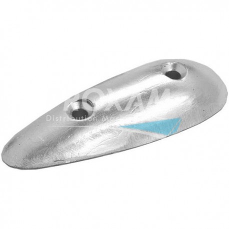 ANODE ZINC - PLAQUE PROFILEE OVALE 117x43x20MM ENTRAXE 50MM 0.33KG