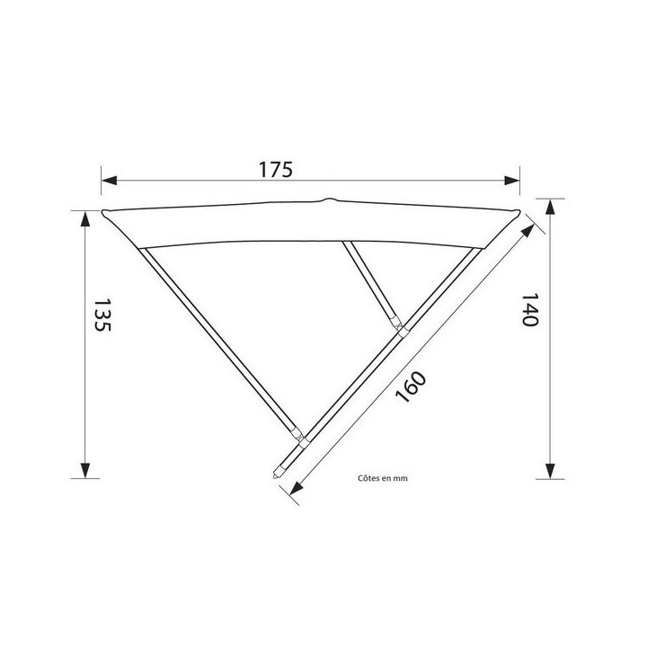 SUN TOP BIMINI 3 ARC. 150x140x175CM BLANC